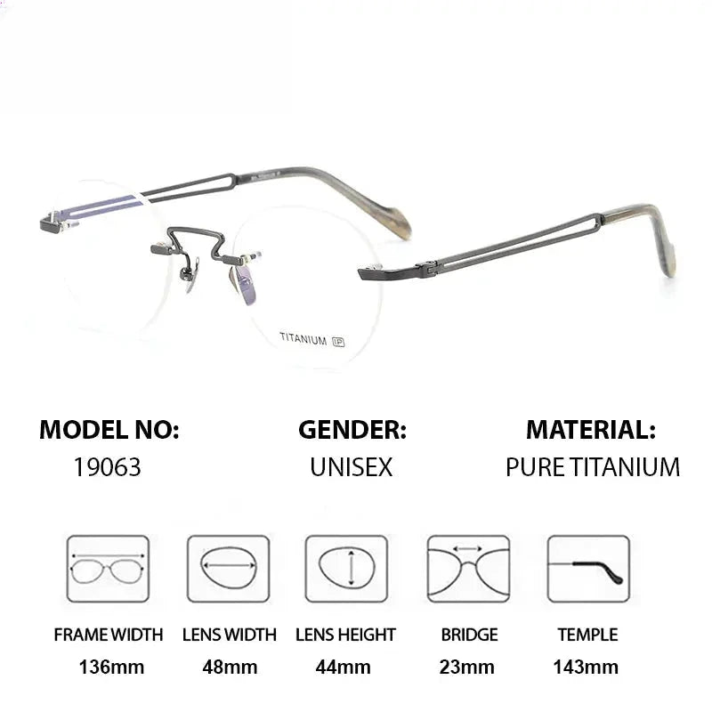 Women's Round Rimless Titanium Prescription Glasses 419063 — view 3 | Rx Spectacle