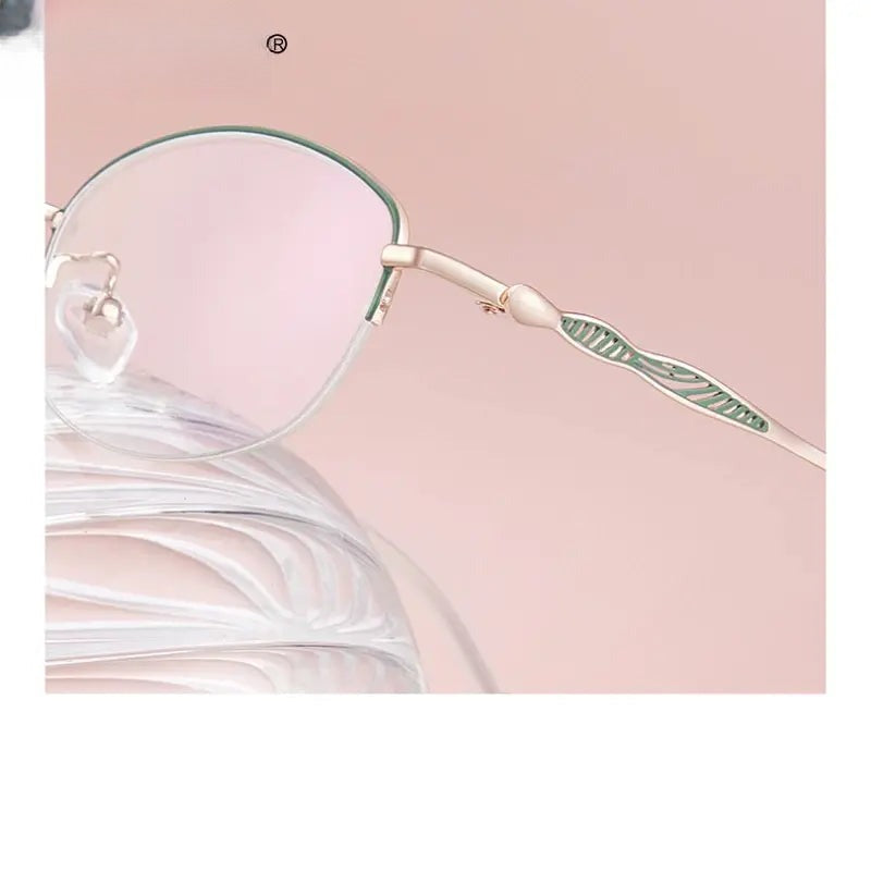 Women's Oval Semi-Rimless Alloy Reading Glasses 34579 — view 1 | Rx Spectacle