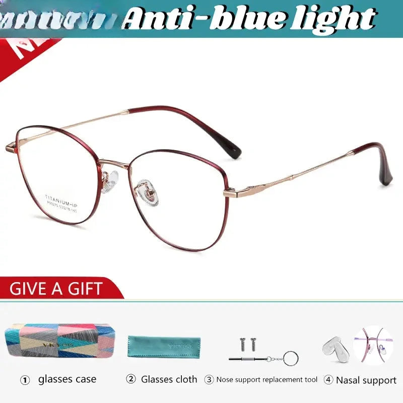 Women's Cat Eye Full Rim Titanium Reading Glasses 690275 — view 5 | Rx Spectacle