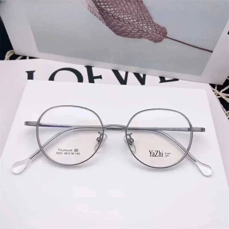 Unisex Round Full Rim Titanium Prescription Glasses 5050 — view 10 | Rx Spectacle