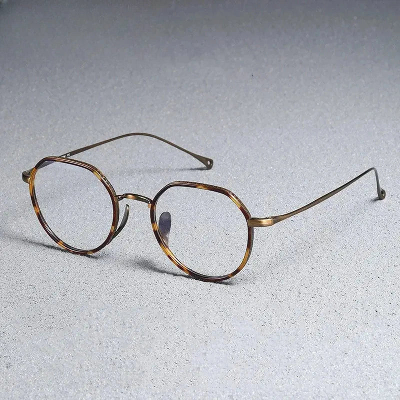 Women's Round Full Rim Titanium Flat Top Prescription Glasses 417310 — view 4 | Rx Spectacle