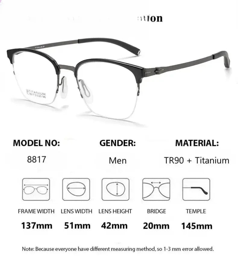 Women's Square Full Rim Titanium Prescription Glasses 618817 — view 3 | Rx Spectacle
