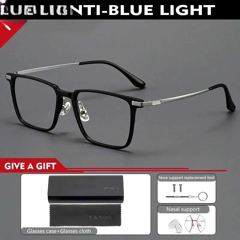 Men's Square Full Rim Titanium Reading Glasses 49306 — view 7 | Rx Spectacle