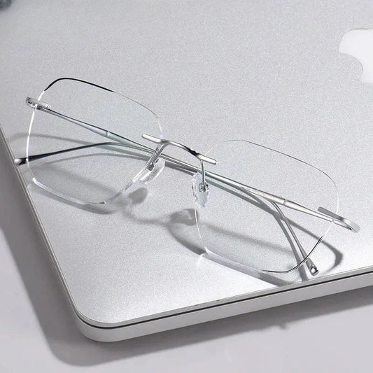 Unisex Polygon Rimless Titanium Prescription Glasses 881632 — view 1 | Rx Spectacle