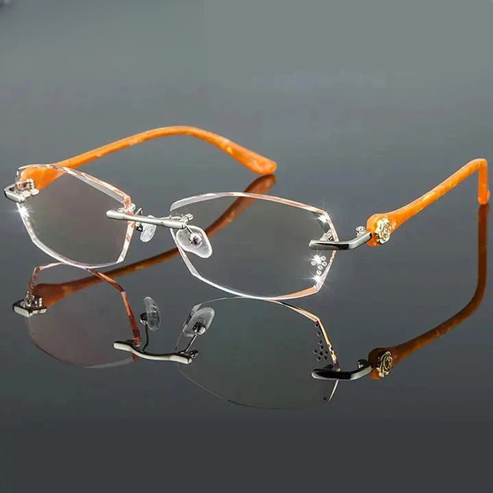 Women's Oval Rimless Titanium Prescription Glasses 58031 — view 4 | Rx Spectacle