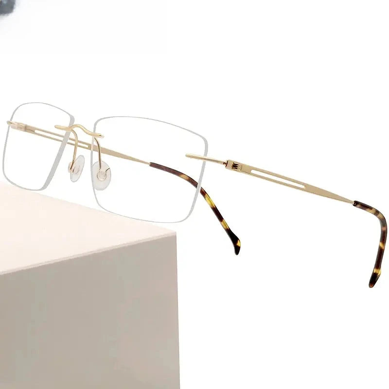 Women's Square Rimless Titanium Screwless Prescription Glasses 315019 — view 1 | Rx Spectacle