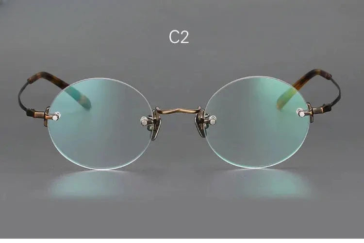 Unisex Round Rimless Titanium Reading Glasses 4643 — view 4 | Rx Spectacle