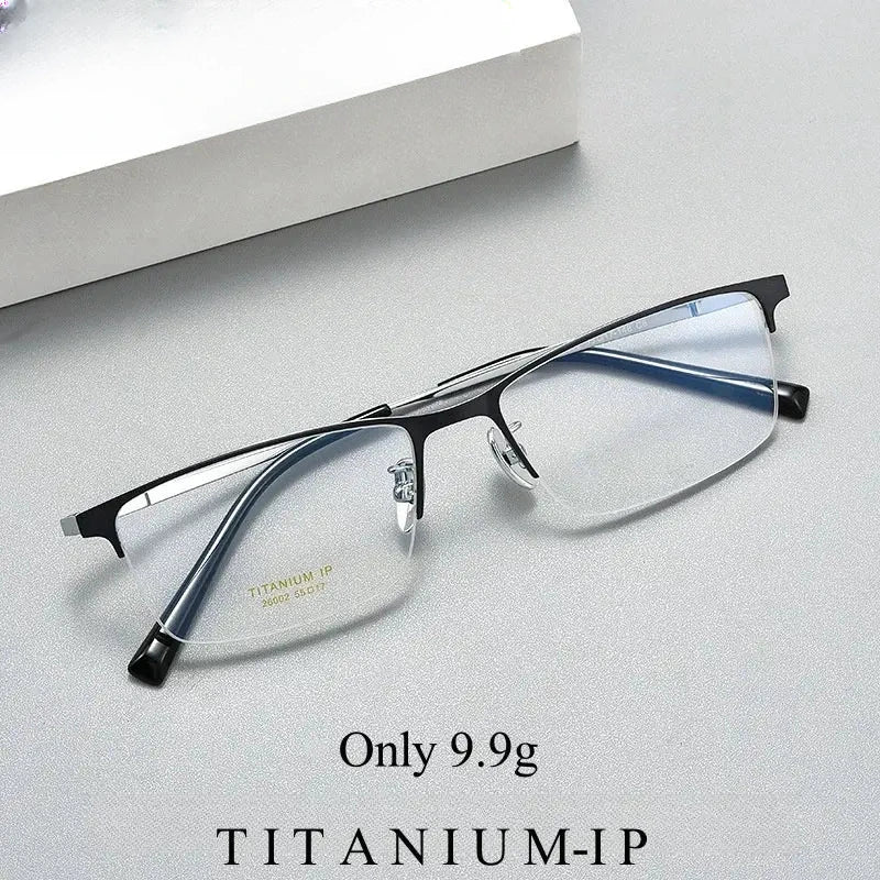 Men's Square Semi-Rimless Titanium Prescription Glasses 26002 — view 2 | Rx Spectacle