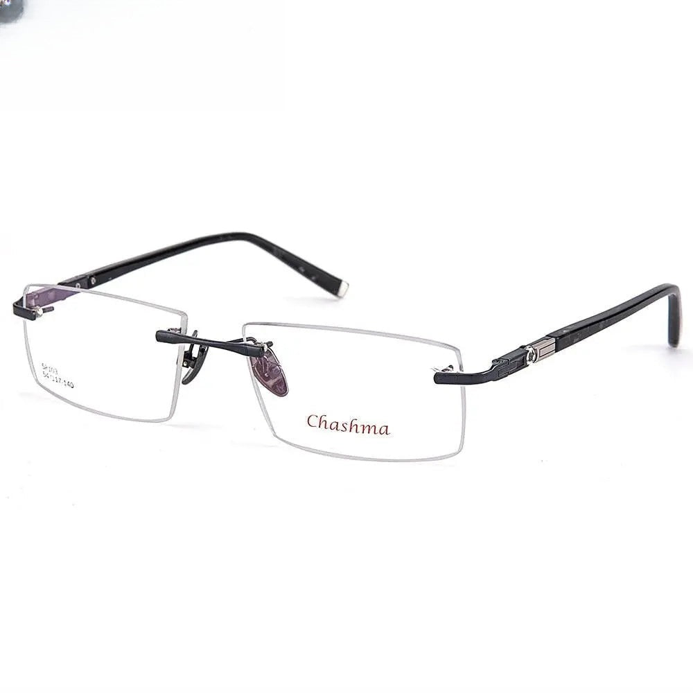 Men's Rectangular Rimless Titanium Prescription Glasses 58103 — view 1 | Rx Spectacle