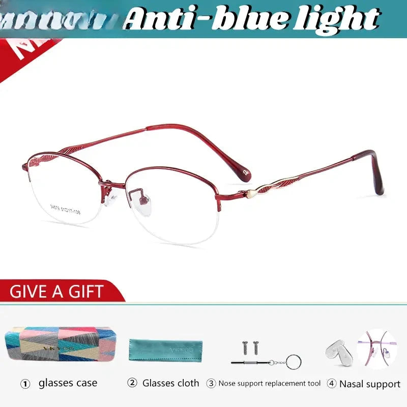Women's Oval Semi-Rimless Alloy Reading Glasses 34579 — view 4 | Rx Spectacle
