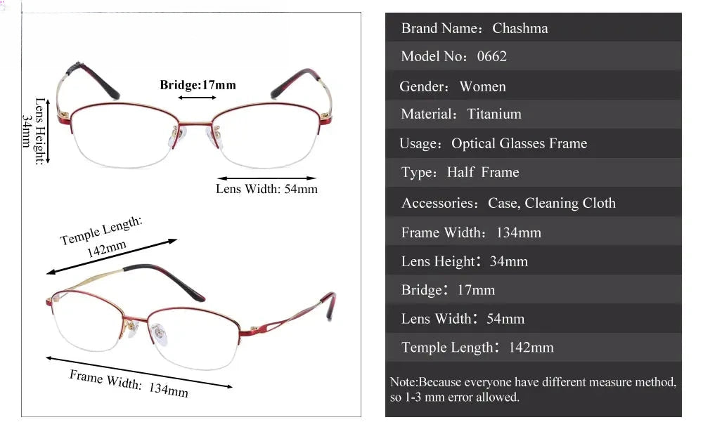 Women's Oval Semi-Rimless Titanium Prescription Glasses 40662 — view 2 | Rx Spectacle