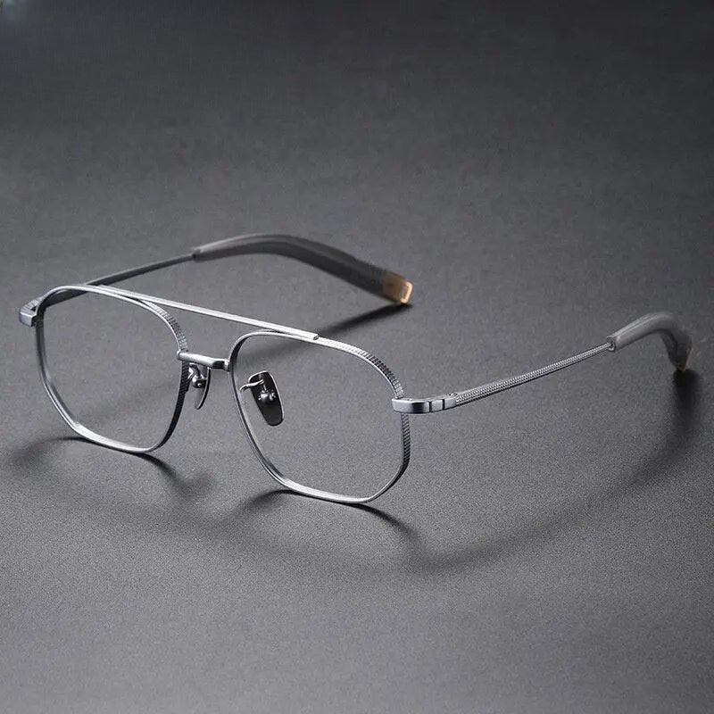 Men's Polygon Full Rim Titanium Double Bridge Prescription Glasses 07518 — view 4 | Rx Spectacle