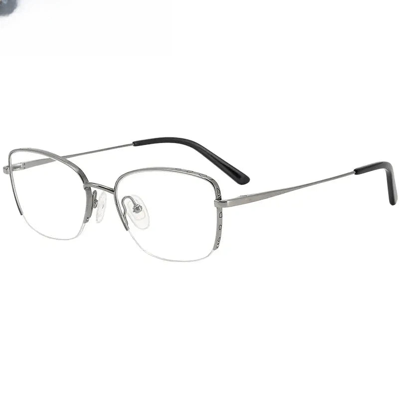 Women's Cat Eye Semi-Rimless Titanium Prescription Glasses 60311 — view 1 | Rx Spectacle