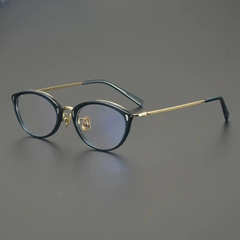 Unisex Oval Full Rim Titanium Prescription Glasses 762156 — view 6 | Rx Spectacle