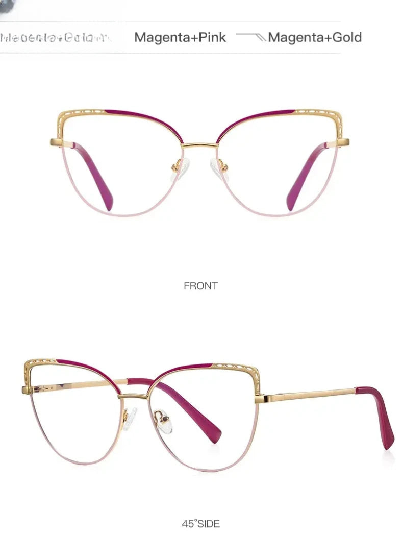 Women's Cat Eye Full Rim Alloy Reading Glasses Pfd3112 — view 15 | Rx Spectacle