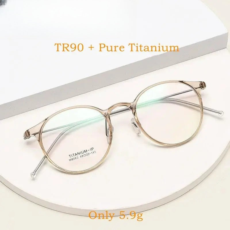 Unisex Round Full Rim Titanium Prescription Glasses M8062 — view 1 | Rx Spectacle