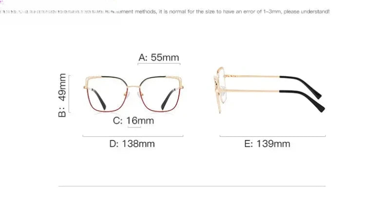 Women's Square Full Rim Alloy Reading Glasses 3114 — view 14 | Rx Spectacle