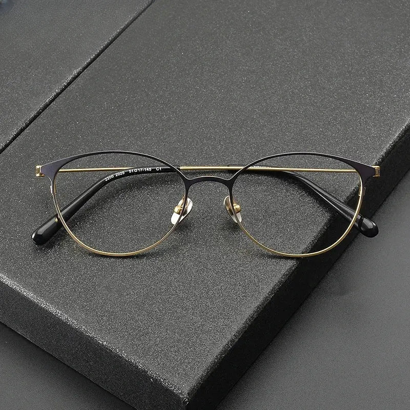 Women's Oval Full Rim Titanium Prescription Glasses 22004 — view 1 | Rx Spectacle