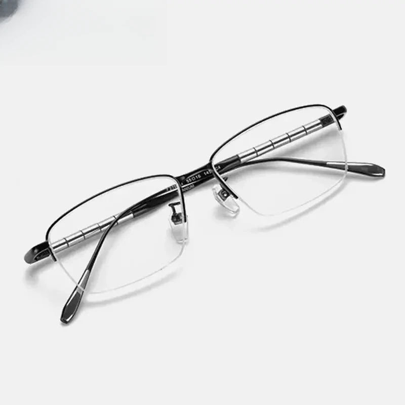 Unisex Square Semi-Rimless Titanium Reading Glasses 97028 — view 1 | Rx Spectacle
