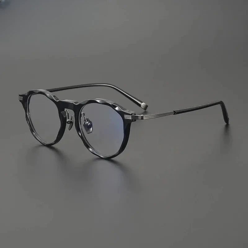 Unisex Round Full Rim Titanium Oversized Prescription Glasses 852516 — view 6 | Rx Spectacle
