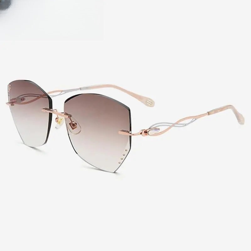 Women's Cat Eye Rimless Titanium Prescription Glasses 88038 — view 6 | Rx Spectacle