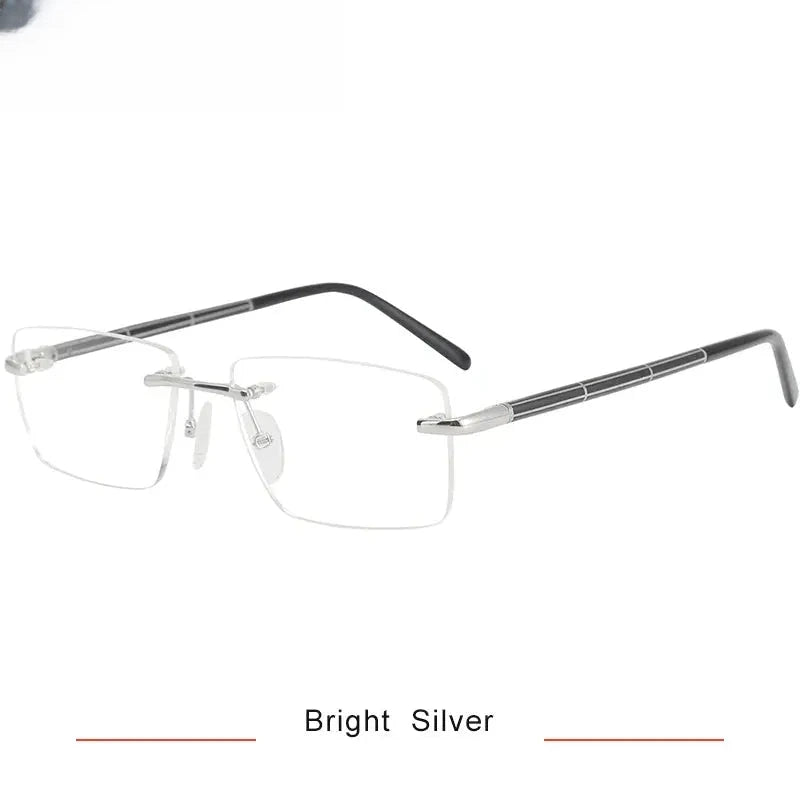 Unisex Polygon Rimless Titanium Prescription Glasses 716059 — view 3 | Rx Spectacle