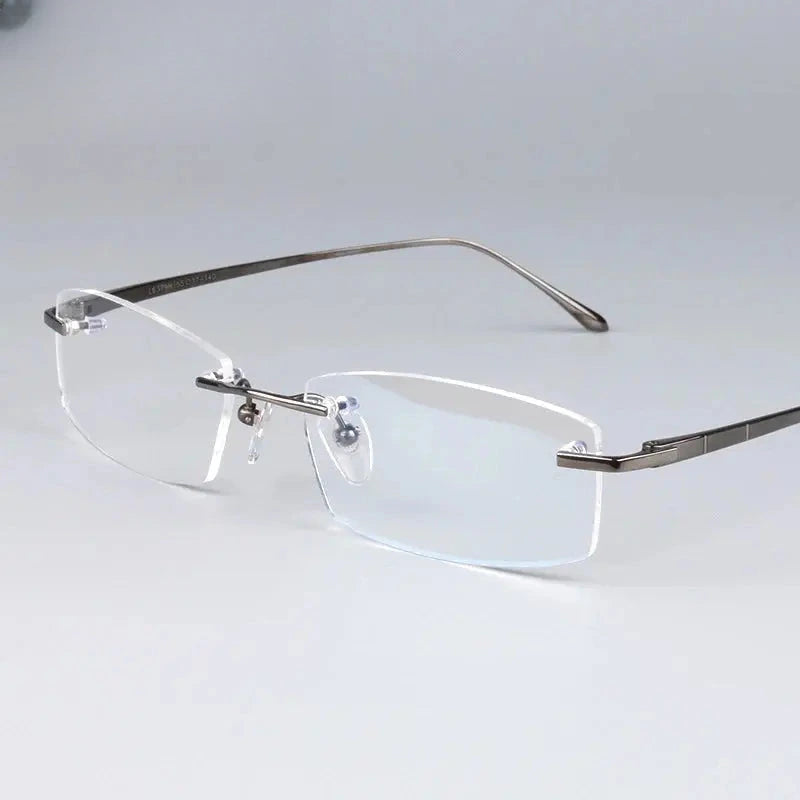 Women's Square Rimless Titanium Prescription Glasses 63794 — view 7 | Rx Spectacle
