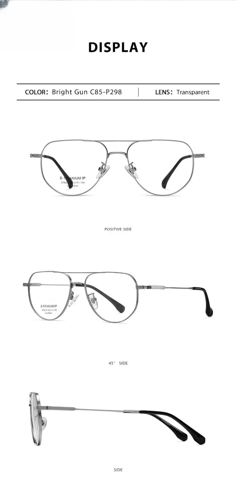 Men's Square Full Rim Titanium Double Bridge Reading Glasses St6219 — view 9 | Rx Spectacle
