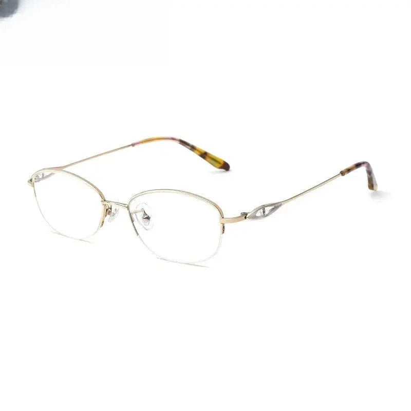 Women's Oval Semi-Rimless Titanium Prescription Glasses 951856 — view 6 | Rx Spectacle