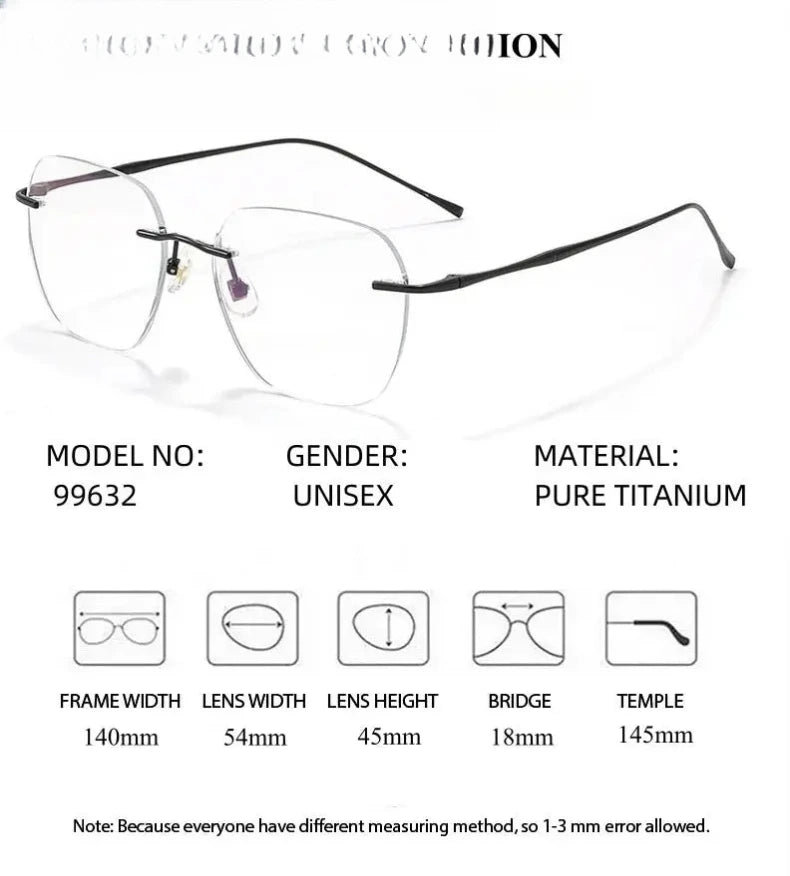 Unisex Polygon Rimless Stainless Steel Prescription Glasses 699632 — view 2 | Rx Spectacle