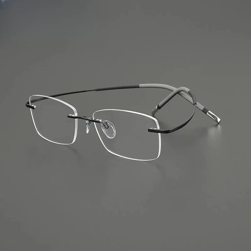 Unisex Square Rimless Titanium Prescription Glasses G85899 — view 7 | Rx Spectacle