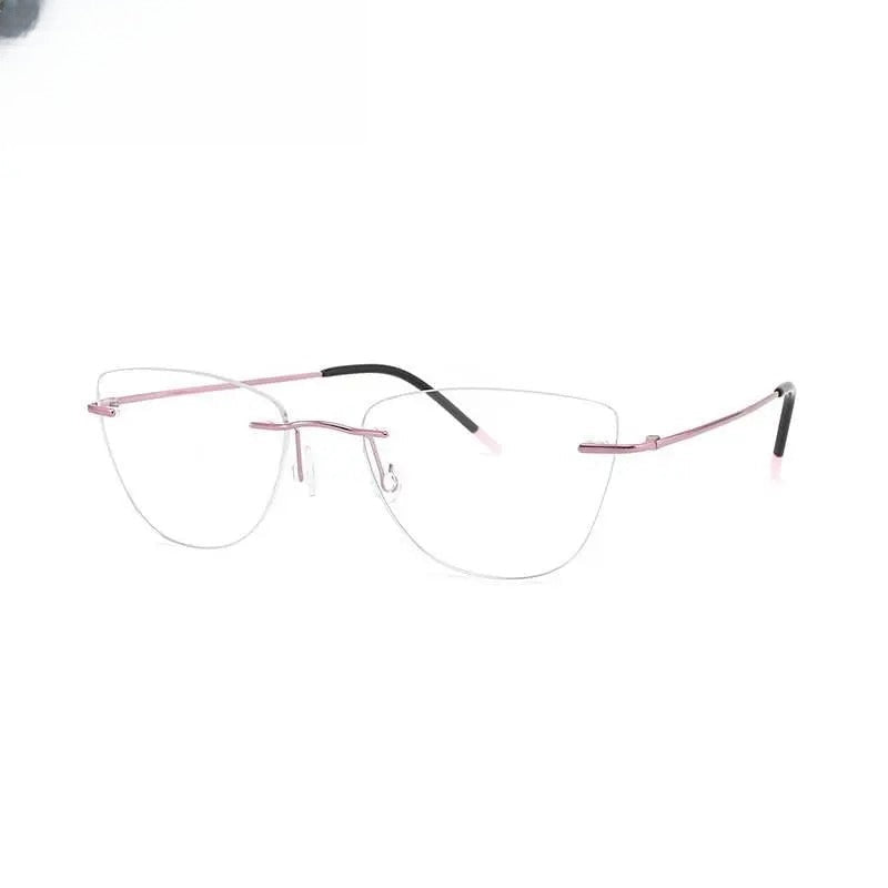 Unisex Cat Eye Rimless Titanium Prescription Glasses 9016 — view 1 | Rx Spectacle