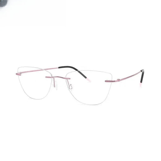 Unisex Cat Eye Rimless Titanium Prescription Glasses 9016 — view 1 | Rx Spectacle