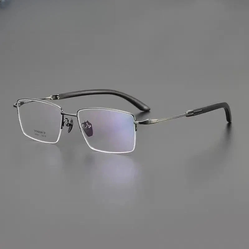 Unisex Square Semi-Rimless Titanium Prescription Glasses 312332 — view 3 | Rx Spectacle