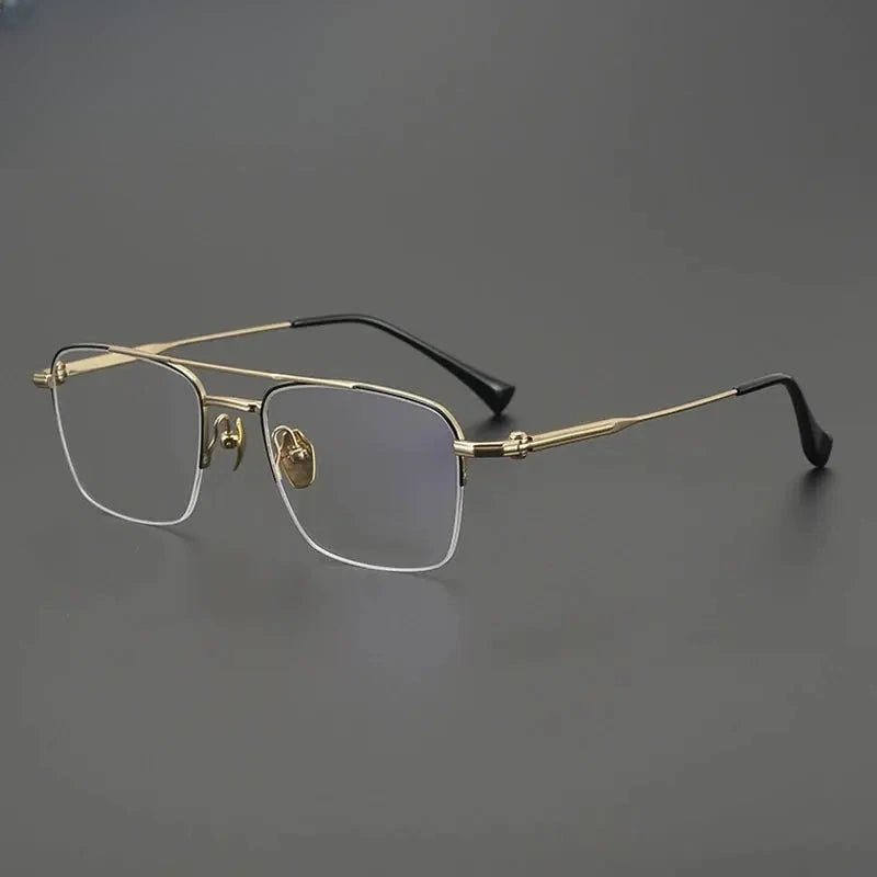 Unisex Square Semi-Rimless Titanium Prescription Glasses G4011 — view 7 | Rx Spectacle