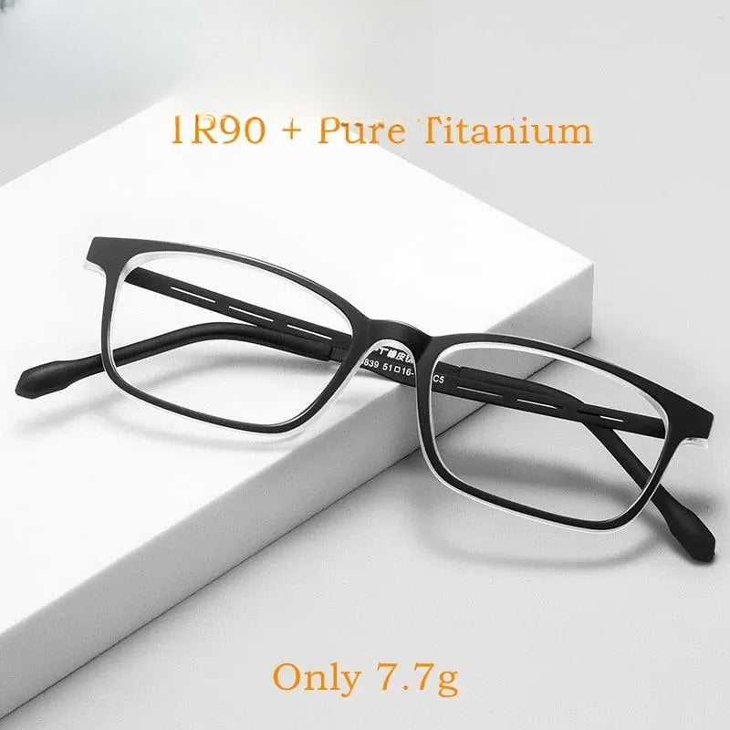 Unisex Square Full Rim Titanium Prescription Glasses 9839XP — view 8 | Rx Spectacle