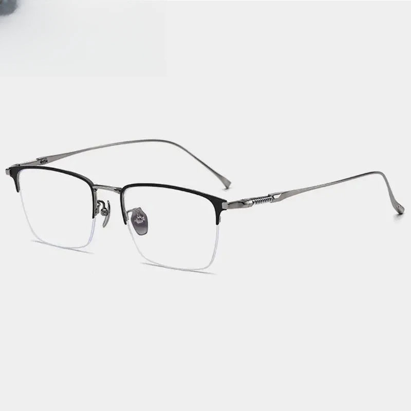 Men's Square Semi-Rimless Titanium Oversized Prescription Glasses 969011 — view 6 | Rx Spectacle