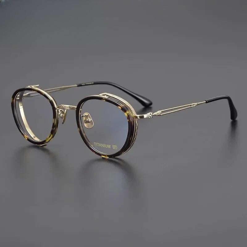 Unisex Round Full Rim Titanium Prescription Glasses Gxyj1050 — view 3 | Rx Spectacle