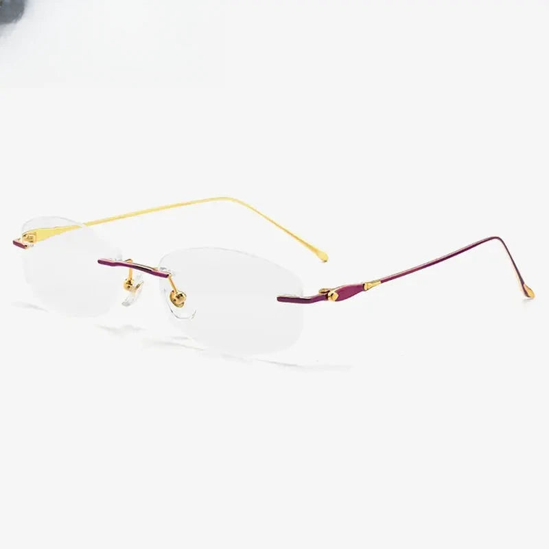 Women's Oval Rimless Titanium Prescription Glasses 81454 — view 6 | Rx Spectacle