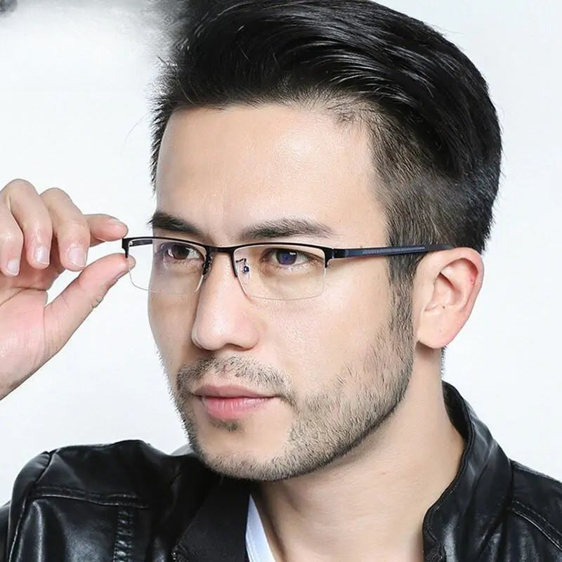 Men's Square Semi-Rimless TR90 Prescription Glasses 927 — view 9 | Rx Spectacle