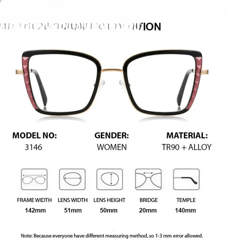 Women's Square Full Rim Titanium Prescription Glasses 31464 — view 2 | Rx Spectacle