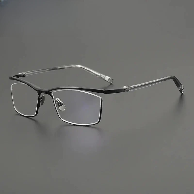 Unisex Browline Semi-Rimless Titanium Prescription Glasses Gxyj2663 — view 6 | Rx Spectacle