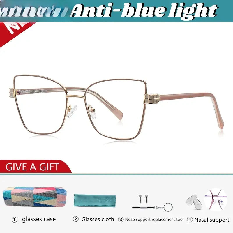 Women's Butterfly Full Rim Alloy Reading Glasses 423141 — view 5 | Rx Spectacle