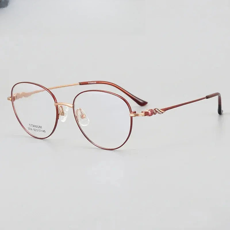 Women's Oval Full Rim Titanium Prescription Glasses 83004 — view 3 | Rx Spectacle