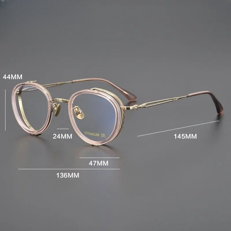 Unisex Round Full Rim Titanium Prescription Glasses Gxyj1050 — view 10 | Rx Spectacle