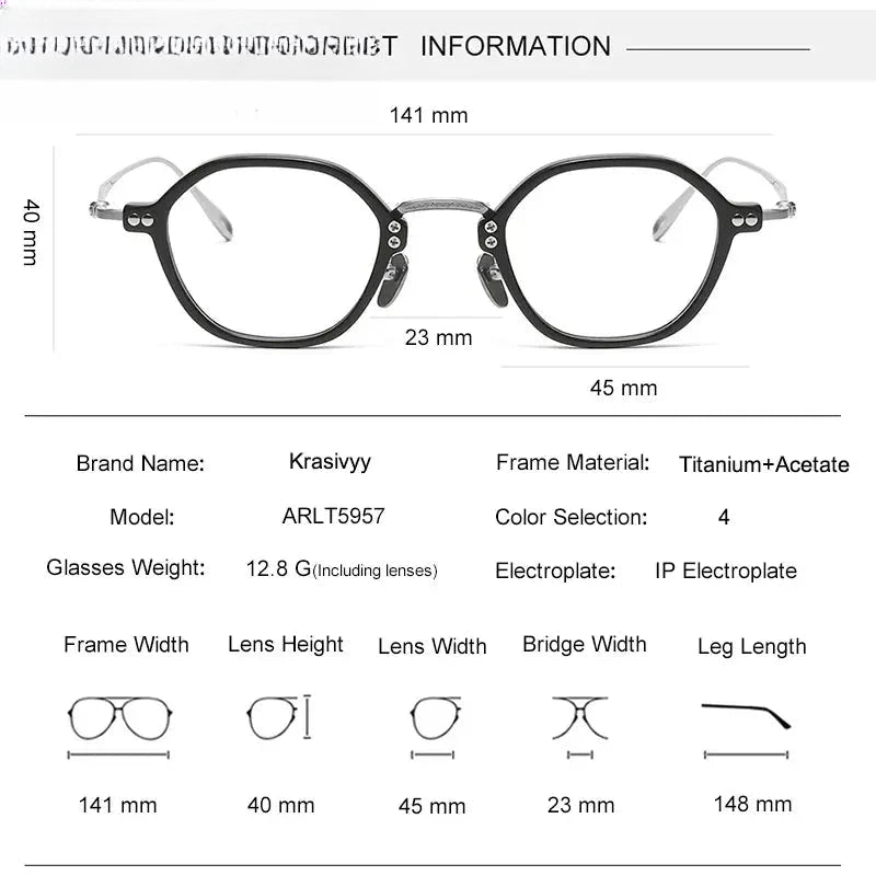 Unisex Polygon Full Rim Titanium Prescription Glasses 35957 — view 2 | Rx Spectacle