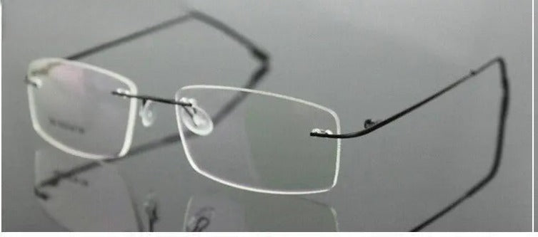 Unisex Rectangular Rimless Titanium Prescription Glasses 763 — view 4 | Rx Spectacle