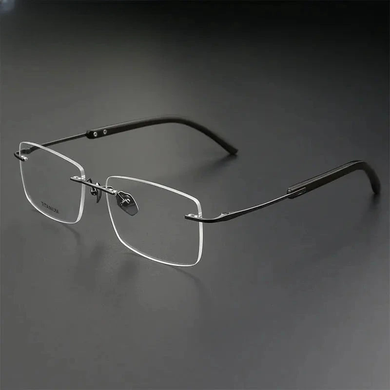 Unisex Polygon Rimless Titanium Prescription Glasses 921029 — view 3 | Rx Spectacle