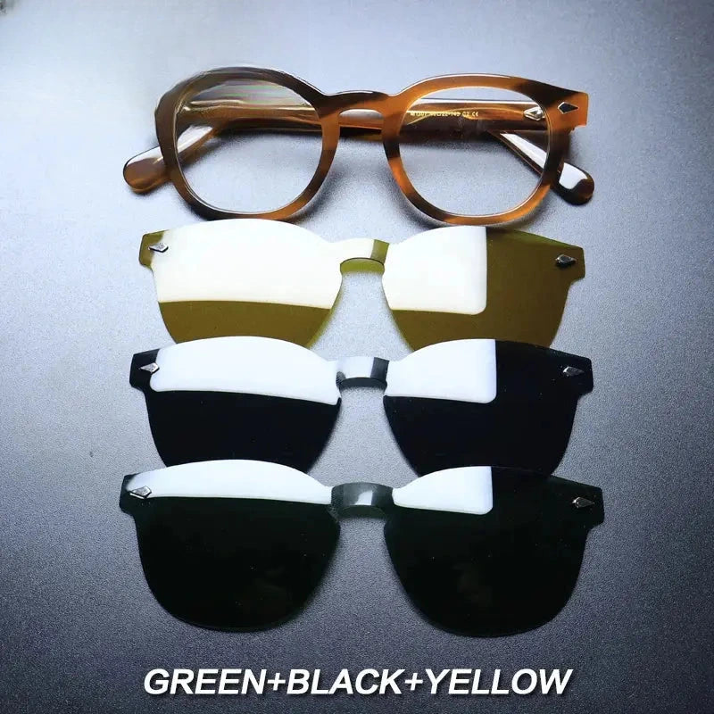 Unisex Round Full Rim Acetate Clip-On Prescription Glasses 1237 — view 12 | Rx Spectacle