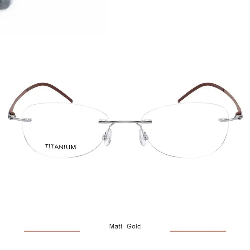 Women's Oval Rimless Titanium Screwless Prescription Glasses 315003 — view 6 | Rx Spectacle